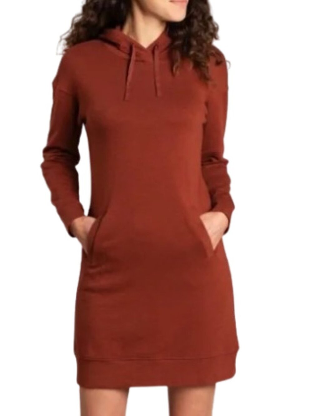 Toad & Co Follow Through Hooded Dress Organic Cotton Womens Large L Rust